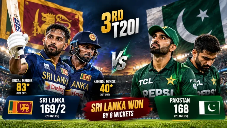 पाकिस्तान बनाम श्रीलंका तीसरा T20I 2026: श्रीलंका 8 विकेट से जीता